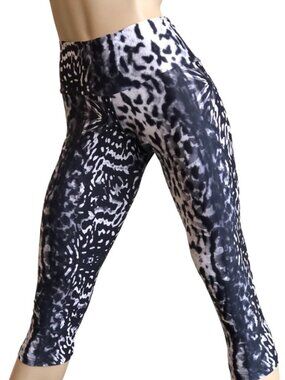 Butterfly Print Black White Printed Capri yoga fitness Lycra Handmade in USA